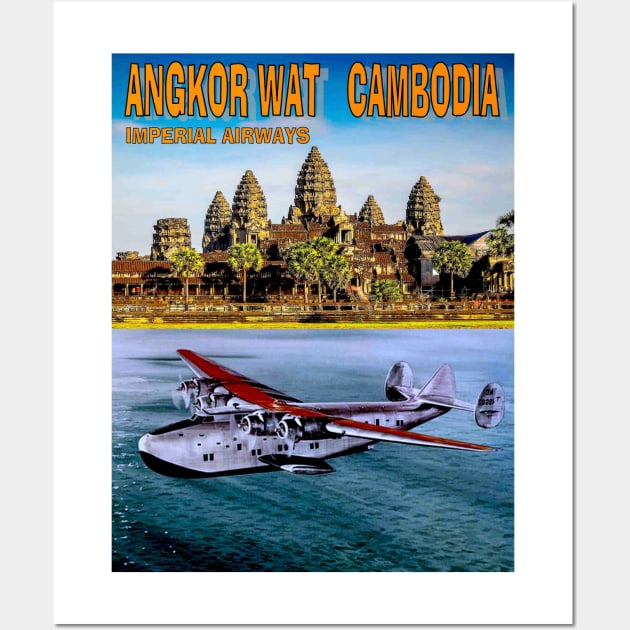 ANGKOR WAT CAMBODIA Vintage Imperial Airways Travel and Tourism Advertising Print Wall Art by posterbobs